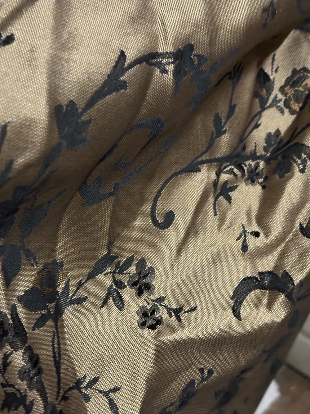 All In One Curtain Set Floral Jacquard 2 Curtains Attached Valance Black Gold